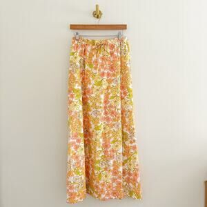 NWT Girl And The Sun Cairo Floral Pattern High Rise Maxi Skirt Yellow XL